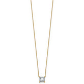 14k 2 carat Lab Grown Diamond VS+ F+ Princess Complete Four Prong 18 inch Pendant Necklace
